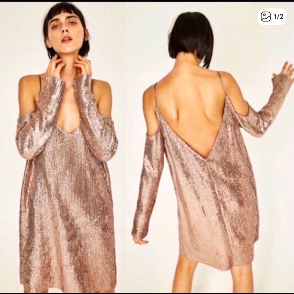 Zara Rose Gold Sequin Dress